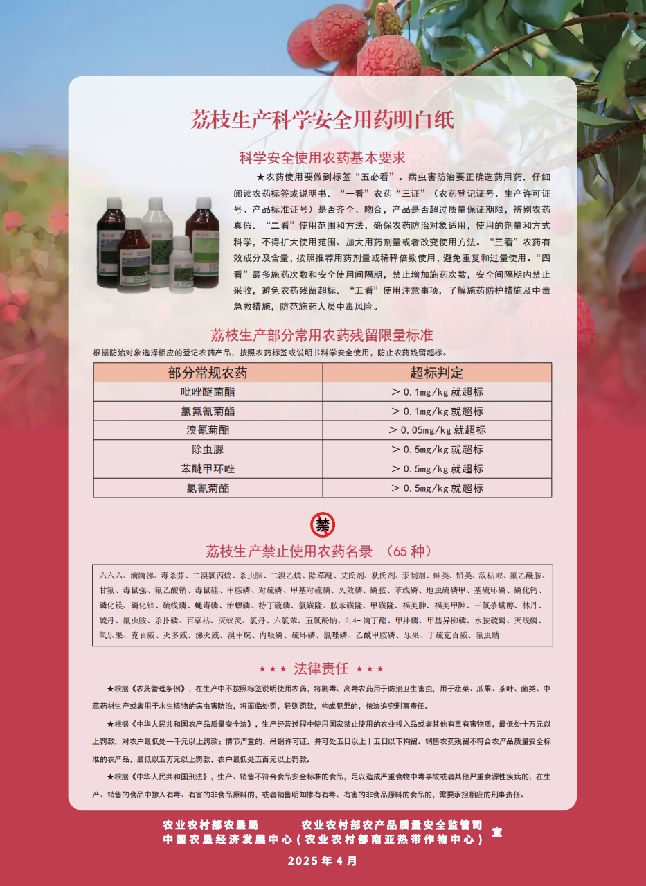 芒果、荔枝、香蕉生产科学安全用药明白纸